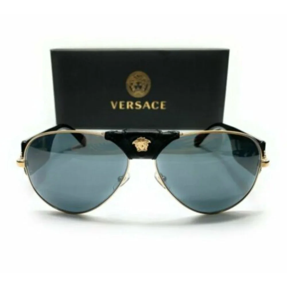Versace Men's Black and Grey Sunglasses!